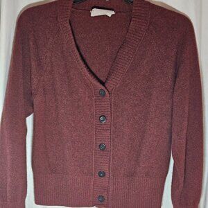 Everlane Maroon Button-Front Wool Blend Cardigan